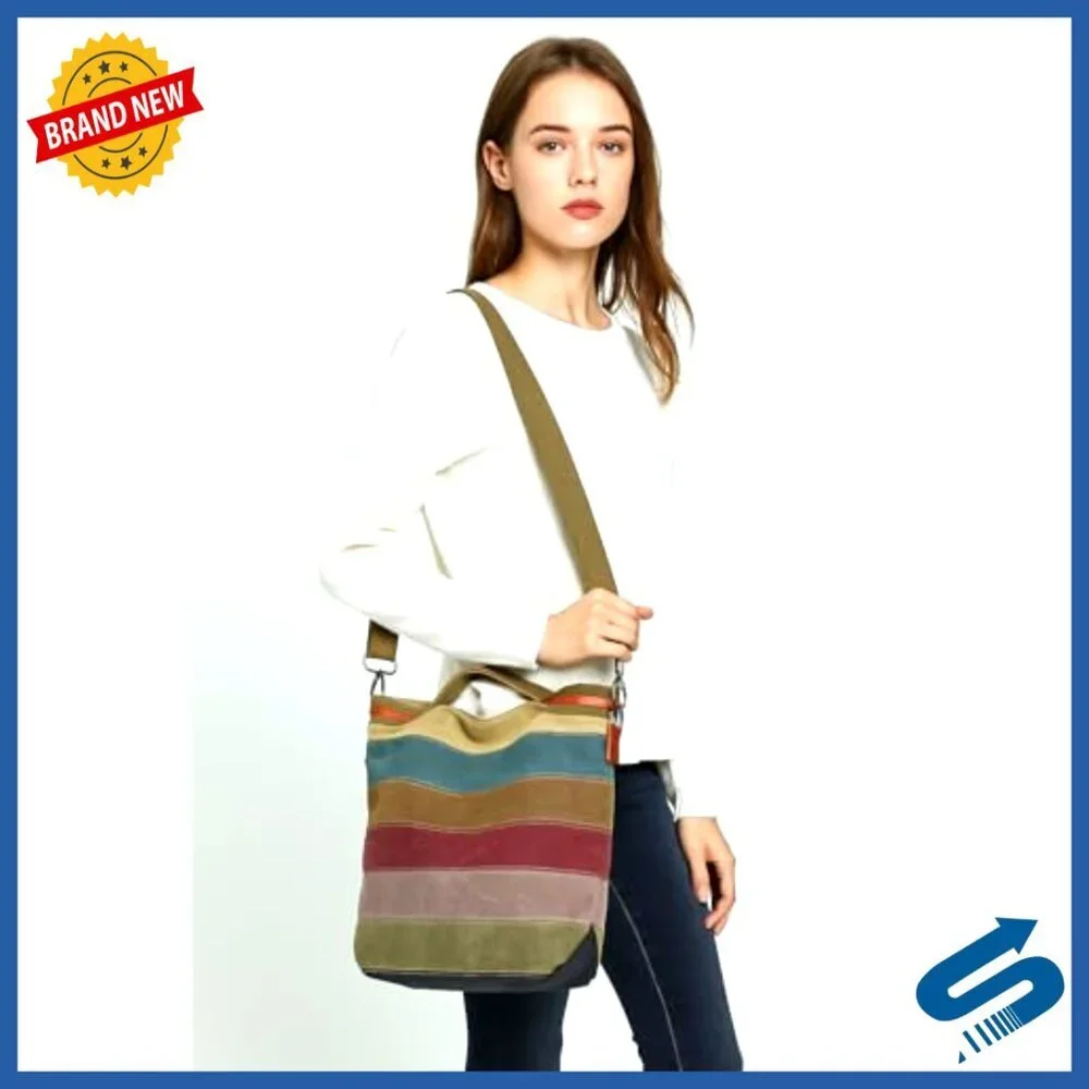 Canvas Hobo Tote Crossbody Bag Large Capacity Casual Purse Adjustable Strap